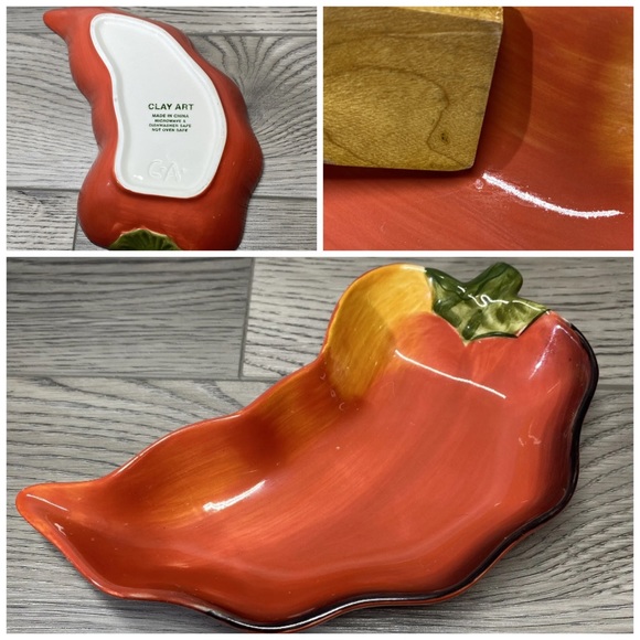 4 Clay Art La Mesa Jalapeño Chili Pepper Salsa Bowls Chip/Dip Serving Dish, Four - Picture 7 of 12